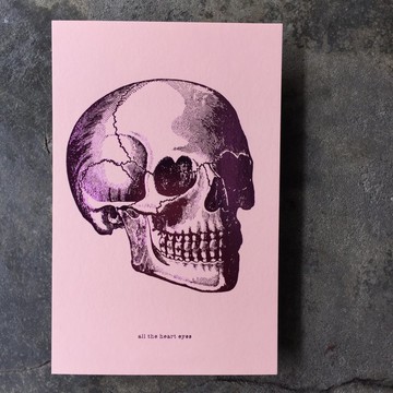 明信片-All the heart eyes頭蓋骨-燙葡萄紫金