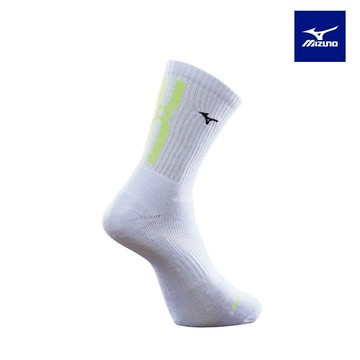 【MIZUNO 美津濃】男運動厚底襪 6雙入 32TXB00732Q（白x螢光綠x黑)