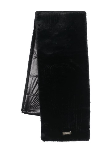 Herno - logo-plaque faux-fur scarf - women - Polyester/Polyester/Polyamide - One Size - Black