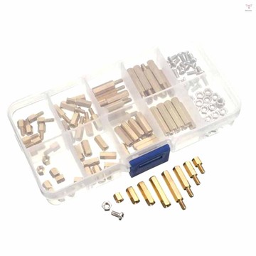 120pcs 螺母螺絲 H-ex 黃銅墊片分類套件套裝盒設計 M 3 公母支架,用於 P-CB 板 R 修復翻新