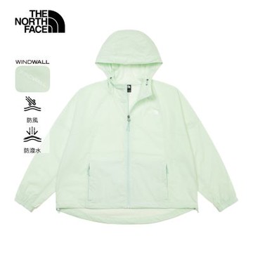 【The North Face 官方旗艦】北面女款綠色DWR防潑水防風連帽外套｜8C52G70 抗UV