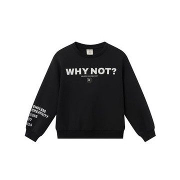 GIORDANO 童裝文字印花空氣棉長袖TEE - 09 標誌黑