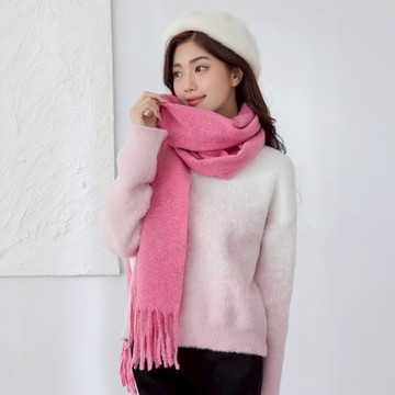 niceioi 簡約素色流蘇保暖圍巾