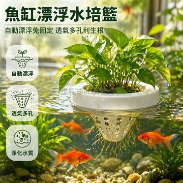 台灣出貨✨ 魚缸漂浮水培籃 免固定自由浮動 水草種植盆 水族造景裝飾 白色塑料材質 生態魚缸佈置 簡易養植容器 自浮式籃