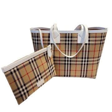 Burberry 80723311 中款 London 托特包 典藏米色/ 白色【促銷品】