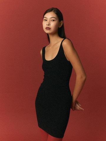 GLITTER BUSTIER MINI ONEPIECE [Black]