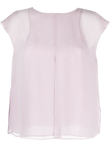 Emporio Armani - round-neck sleeveless T-shirt - women - Polyester/Polyester - 44 - Purple