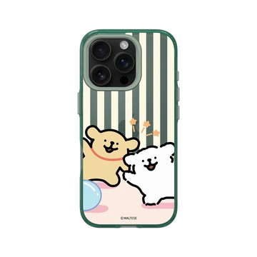 iPhone 16 Pro Clear 憂墨綠 - Maltese線條小狗 - 跟線條小狗一起玩吧