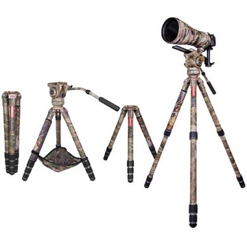 勁捷C系列迷彩碳纖三腳架 野外專業攝影液壓云臺三角架套裝
