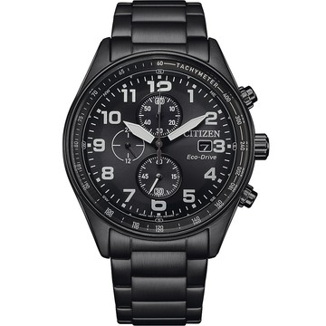CITIZEN 星辰 軍風飛行錶 光動能三眼計時手錶 CA0775-79E