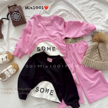 🌈✨mix1001 個性設計風短版上衣✨兒童拼色短上衣 5-17