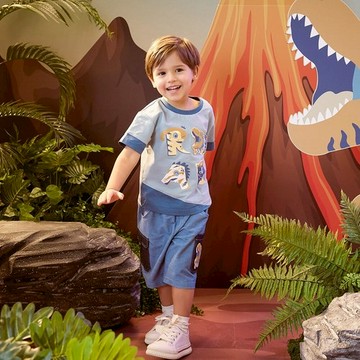 恐龍探險趣造型雙口袋五分褲 (吸濕排汗)