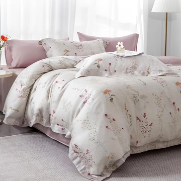 雅卉 60支100%天絲 加大 A版同被花色  床包 + 兩用被套 + 枕套2個  床包182 x 188cm 兩用被套182 x 212cm 枕套47 x 75cm