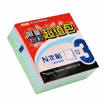 N次貼 自粘3×3"超值包便條紙 61004 (混色) (特價品)【APP滿額下單4%點數(單一帳號最高1500點)】5/31止
