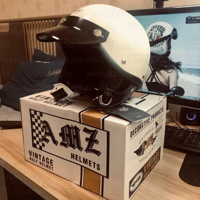 信頼 ブライトブラックガラス繊維レトロハーフヘルメット ハーフ