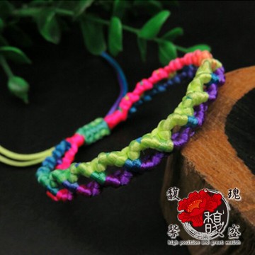 棉線【繽紛五色光亮手鍊】手作 手工 文創 原創 五行 時尚 亮瑩 網紅 手環 開運 含開光 馥瑰馨盛NS0526