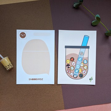 鳥寶粉圓 / 珍珠奶茶 / 明信片 台灣土產 紀念收藏卡