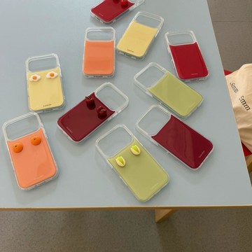 簡約純色滴膠手機殼適用蘋果17/16PROMAX卡通立體水果殼iPhone15P