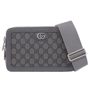 GUCCI 771174 Ophidia GG Supreme 印花雙拉鍊斜背相機包.深灰
