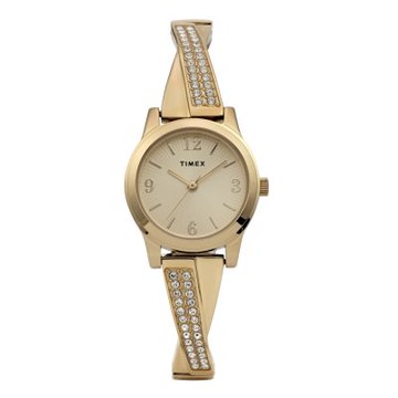 TIMEX 天美時 Main Street 25 毫米 水晶鑲嵌 時尚彈性手環腕錶(金 TXTW2Y39300)