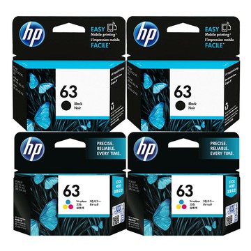 【免運+有發票】HP 63 (2黑F6U62AA+2彩F6U61AA)原廠盒裝墨水匣｜領券最高折$220