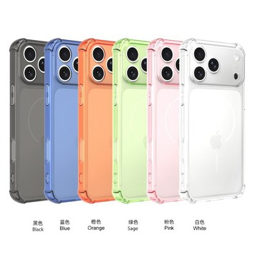 四角氣囊防摔簡約鏡頭全包 磨砂磁吸 手機殼 適用於iPhone 17 16 15 14 13 12 Promax 手機殼