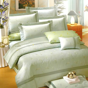 雙人/加大 - 五件式床罩組  / 40支精梳棉 / 碧水湛影 台灣製