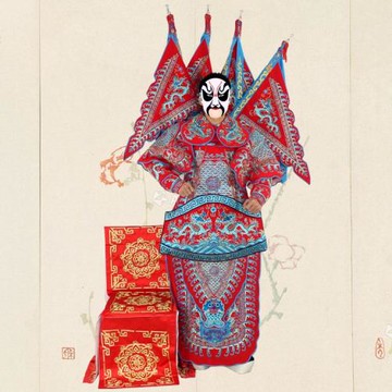 唱響京劇戲曲劇勾金男靠戲曲服裝武生武將將軍服裝藍色勾金男大靠