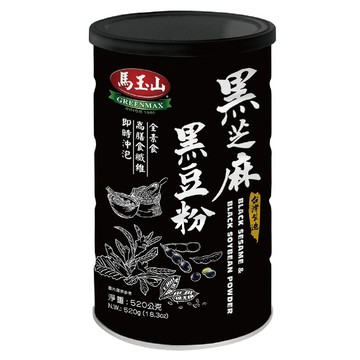 馬玉山 黑芝麻黑豆粉  全素食纖維  即時沖泡  520g  1罐