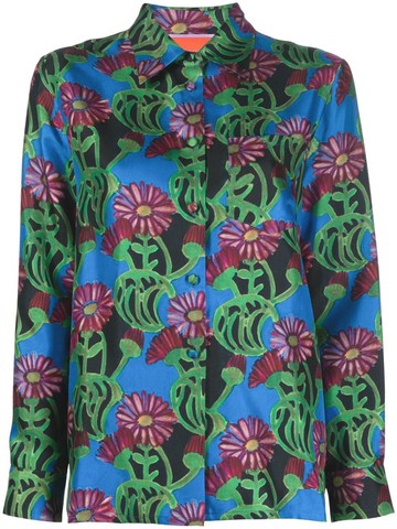 La DoubleJ - floral-print silk shirt - women - Silk - M - Blue