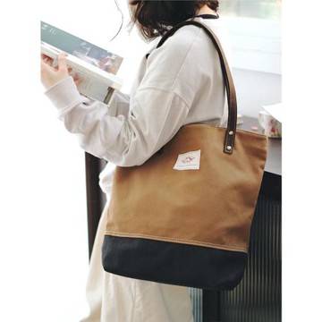 sobag春季日系豎款通勤帆布包包女大容量拉鏈復古中性單肩托特包