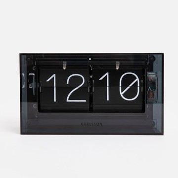 KARLSSON壓克力框翻頁鐘20cm 透明黑