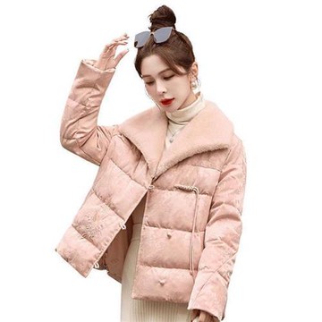 【紐約精品】現貨+預購 頂級真羽絨外套新中式90%白鴨絨羽絨衣寬鬆上衣秋冬大碼女裝-毛翻領提花2色n1mh28