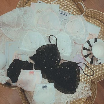 夢幻星空~尋光設計日本輕奢燙金雪紡文胸內褲清新少女內衣套裝