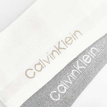 美國百分百【全新真品】Calvin Klein 圍巾 針織 雙面 CK 保暖配件 logo 灰色/白色 DB64