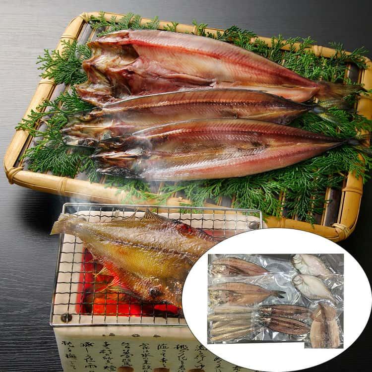 北海道 一夜干し詰合せ Bセット (ほっけ 2枚 姫鱈 5本 宗八かれい 2枚 秋刀魚 2枚 真いか 1枚) ※離島は配送不可