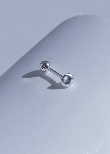 不規則小圓球狀・純銀轉珠耳環(細針)