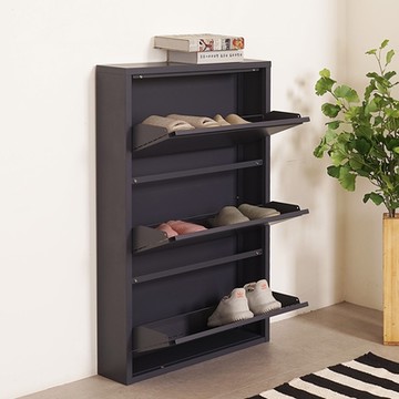 Homelike 喜家居三層掀門鞋櫃(沈穩灰)(2413)-65x15x103公分