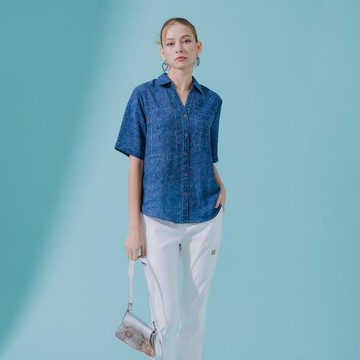 【YUTZUYA 優姿雅】跳色車線短袖襯衫_31065040A