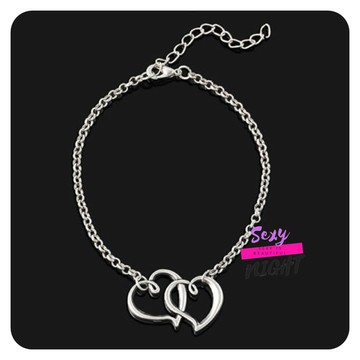 時尚 桃心~ 心形雙心 腳鏈配飾《H3489》