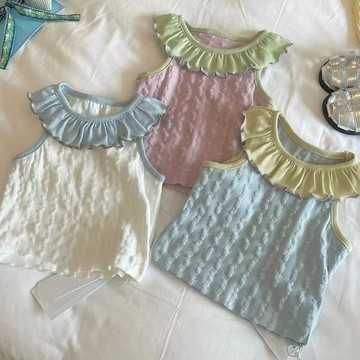 Mini baby🌷撞色背心寶寶女童上衣薄款夏季兒童無袖韓版超萌