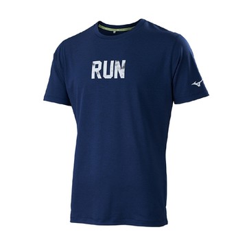 MIZUNO 美津濃 短袖上衣 男款 運動 路跑短袖T恤 丈青藍 J2TAB50414