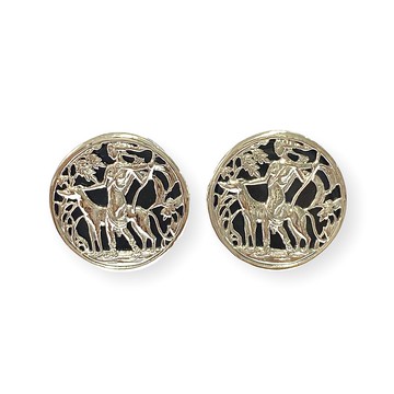 仿古風格 Archer 鹿縞瑪瑙婚禮新郎 925 純銀袖扣