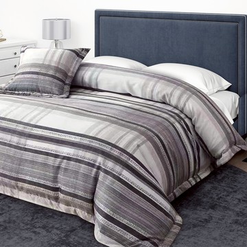 【多利寶寢具】FITNESS_100%純天絲頂級60S雙人薄被套/被單-灰條武士