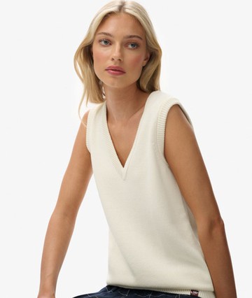 Superdry Women's Athletic Essentials Knitted Tank Top White Size: 8