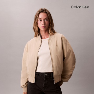 【Calvin Klein】 CK 輕盈短版飛行員外套_棕色