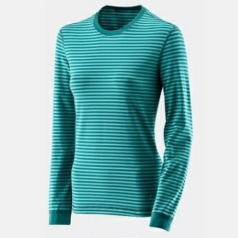 [ WILDLAND 荒野 ] 女 遠紅條紋保暖衣 湖水綠 / 0A22657-67 {L}