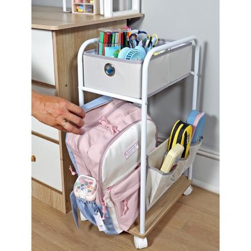 書包零食文具收納小推車家用雜物置物架放包神器雙層書本整理盒架