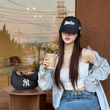 MLB N-COVER 牛仔丹寧可調式軟頂棒球帽 紐約洋基隊 (3ACPQM04N-50NYD)【官方旗艦店】