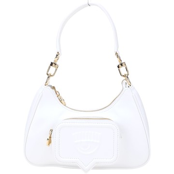 Chiara Ferragni Eyelike 眨眼對話框拼接皮革腋下包(白色)